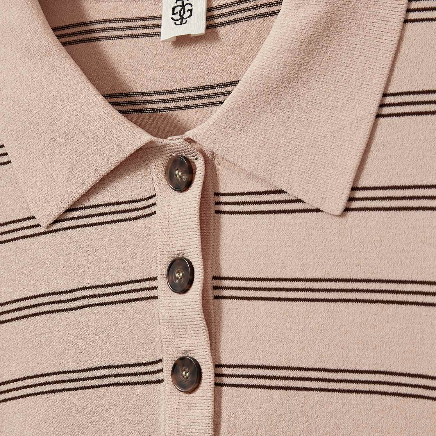 MADISON POLO, Dusty Rose/Espresso Stripe - Image 3