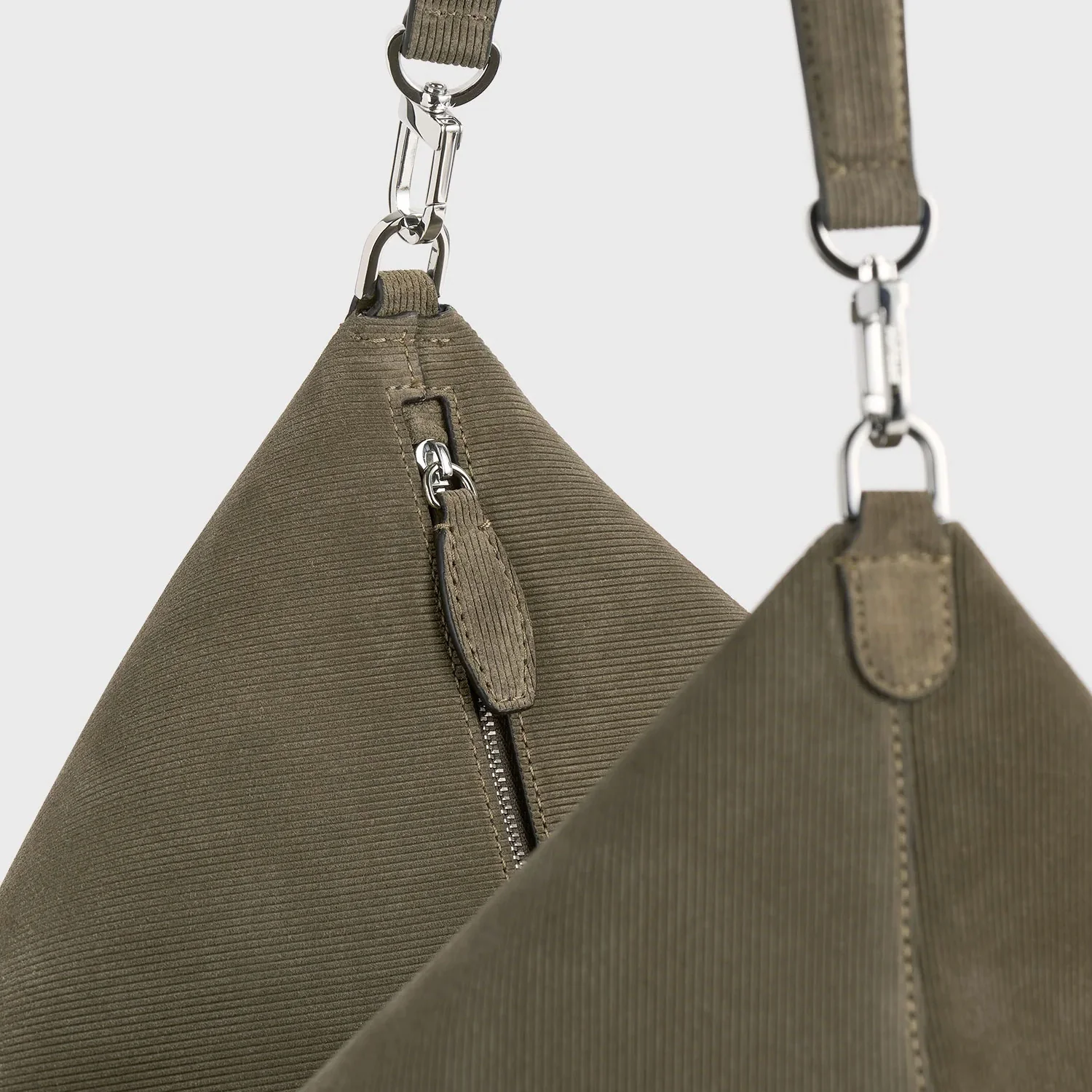TOTEME BEVEL CORD-SUEDE BAG, Dark Taupe - Image 3
