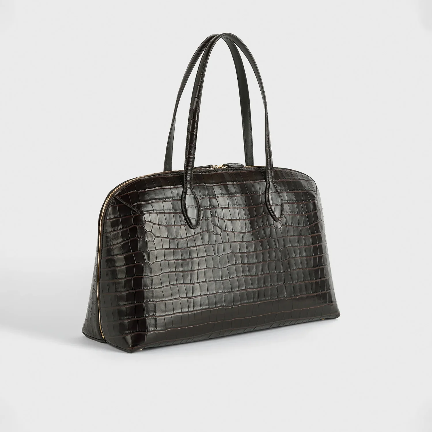 TOTEME CROCO-EMBOSSED DAY TOTE, Dark Chocolate - Image 2