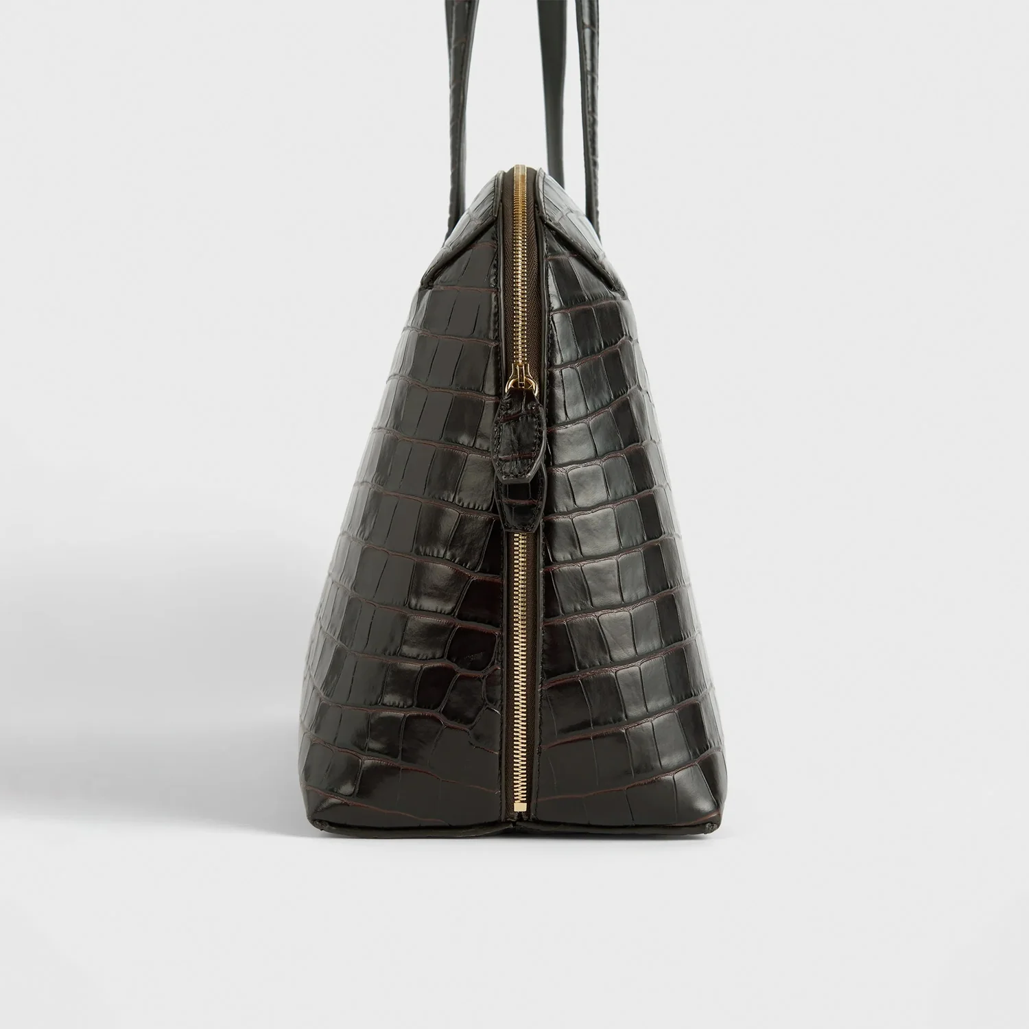 TOTEME CROCO-EMBOSSED DAY TOTE, Dark Chocolate - Image 3