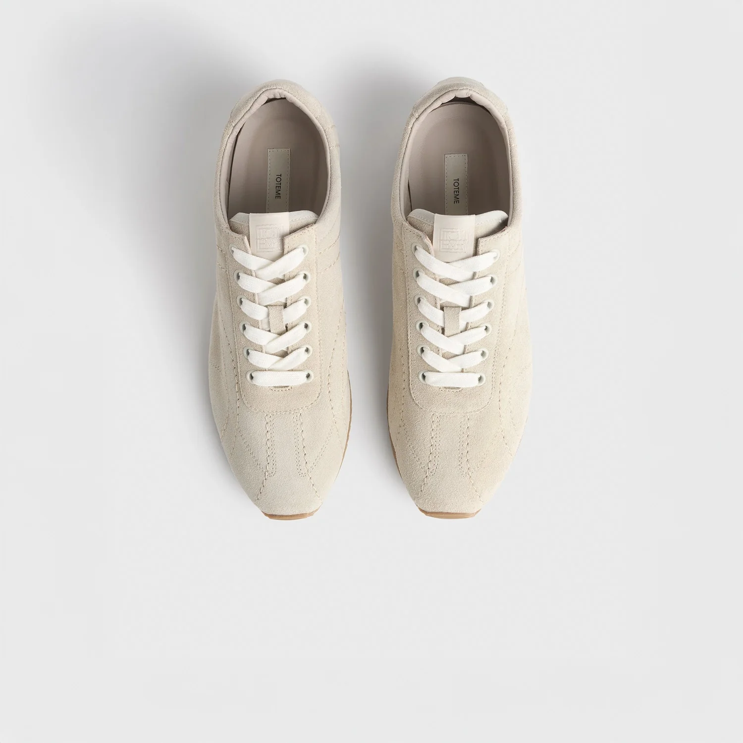 TOTEME FLEX SUEDE SNEAKERS, Stone - Image 3