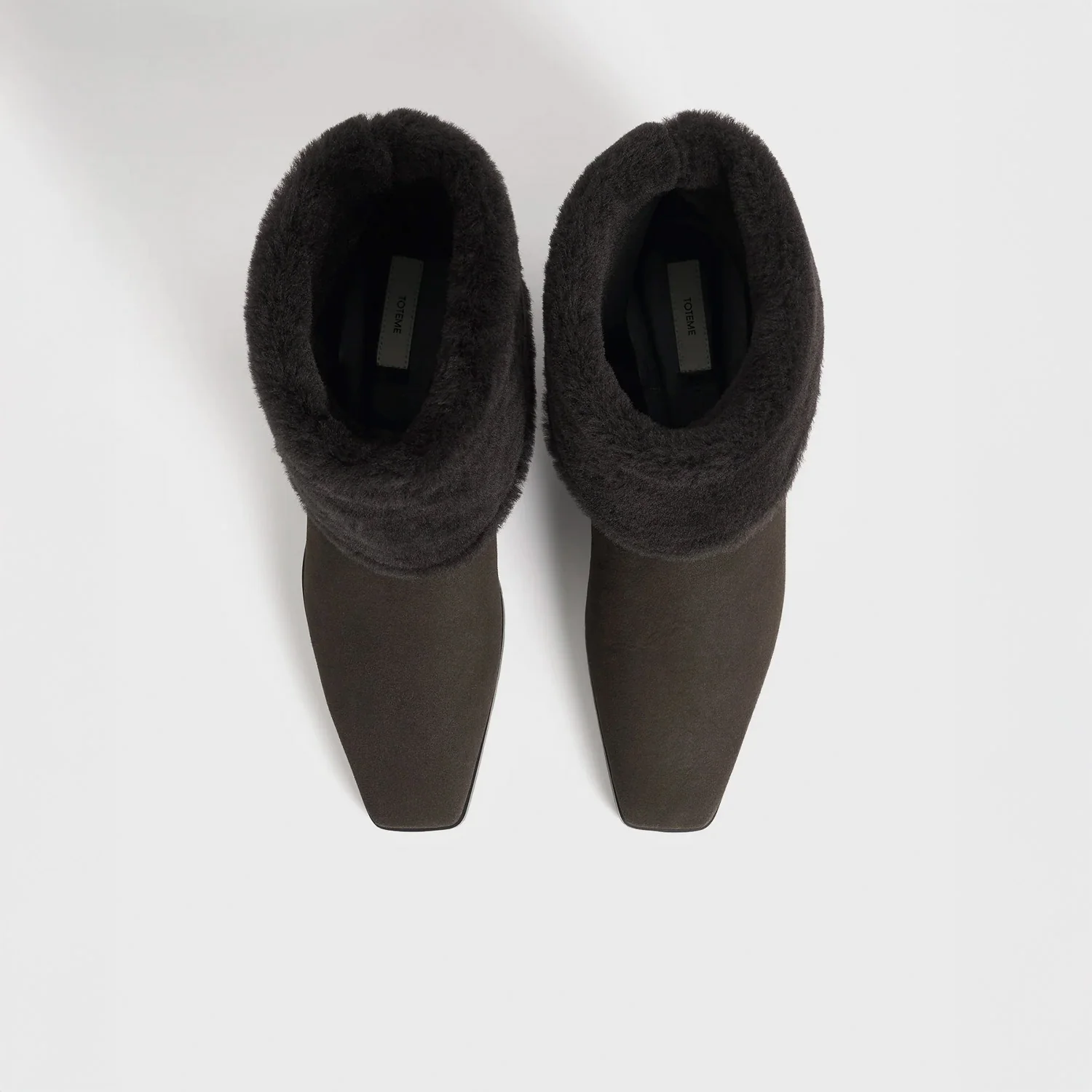 TOTEME FOLD-DOWN SHEARLING BOOTS, Pepper - Image 3