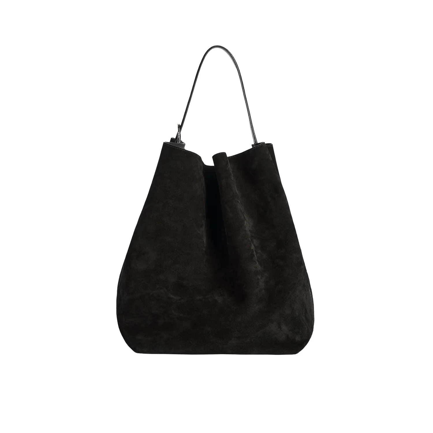 TOTEME SUEDE BELTED TOTE, Espresso Brown