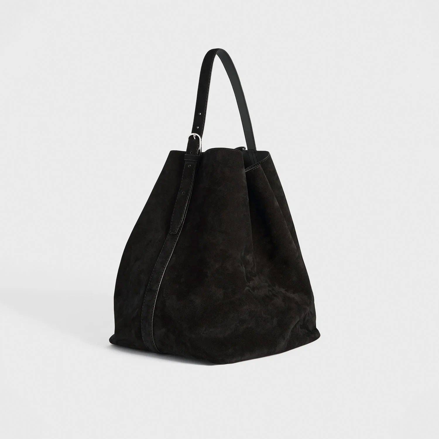TOTEME SUEDE BELTED TOTE, Espresso Brown - Image 2