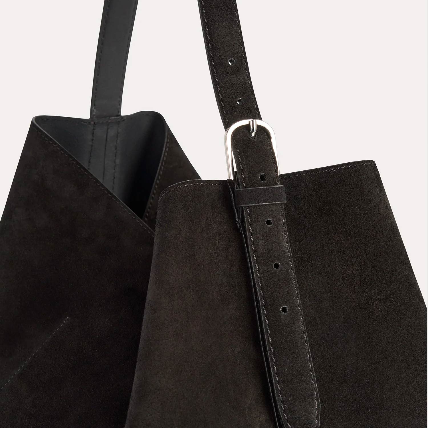TOTEME SUEDE BELTED TOTE, Espresso Brown - Image 3