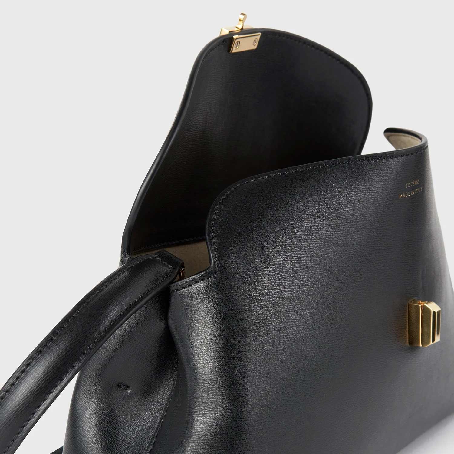 TOTEME T-LOCK LEATHER CLUTCH, Black - Image 3