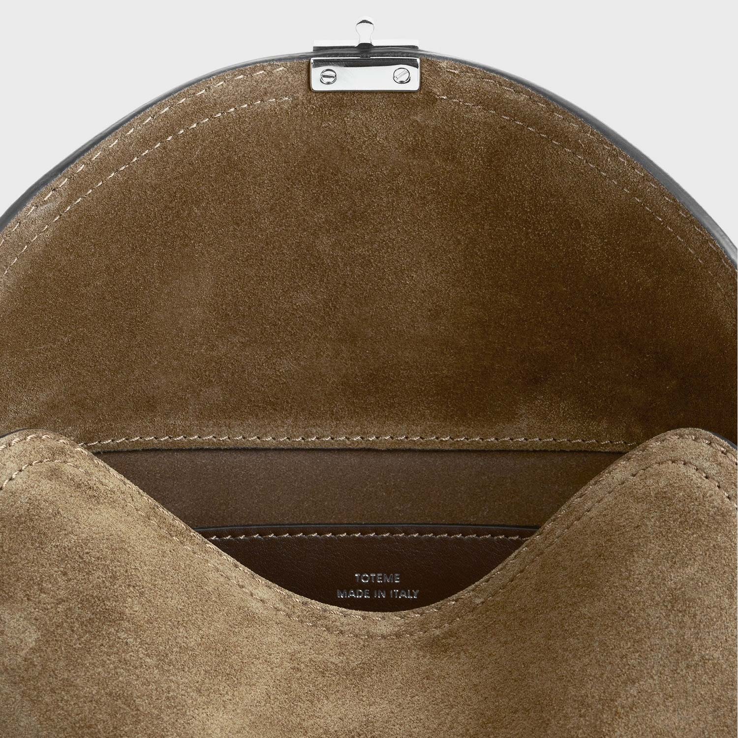 TOTEME T-LOCK SUEDE CLUTCH, Tobacco - Image 3